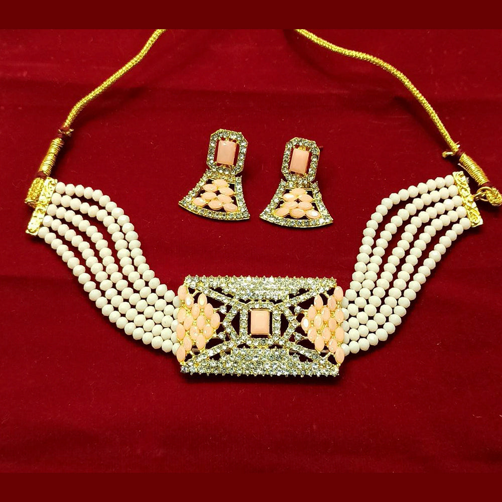 Pooja Bangles Gold Plated Austrian Stone And Beads Necklace Set