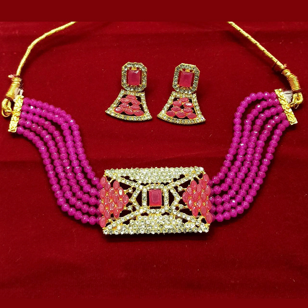 Pooja Bangles Gold Plated Austrian Stone And Beads Necklace Set