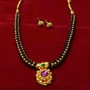 Pooja Bangles Gold Plated Maharashtrian Traditional Black Beads Necklace Set