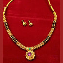 Pooja Bangles Gold Plated Maharashtrian Traditional Black Beads Necklace Set