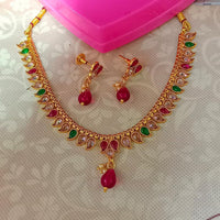 Pooja Bangles Gold Plated Kundan Stone Choker Necklace Set