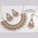 Pooja Bangles Gold Plated Ad Stone & Beads Choker Necklace Set