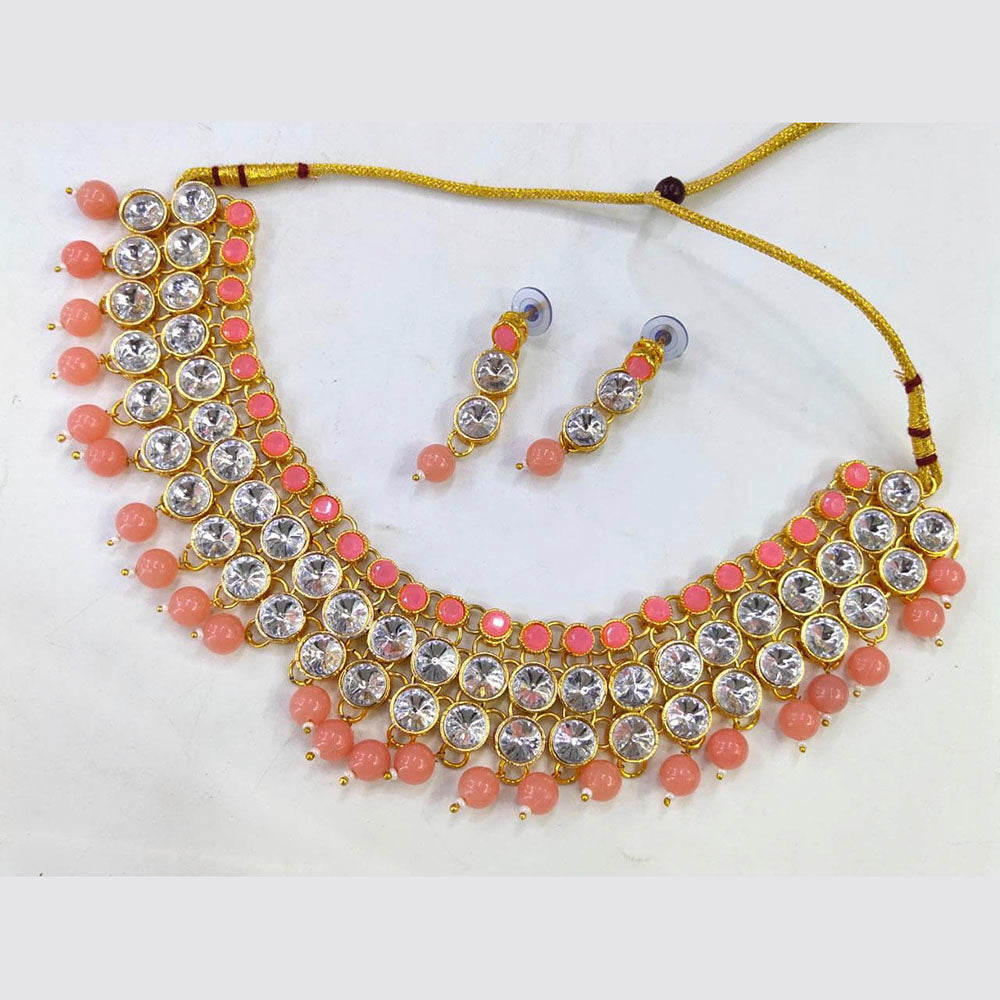 Pooja Bangles Gold Plated Crystal Stone & Beads Choker Necklace Set