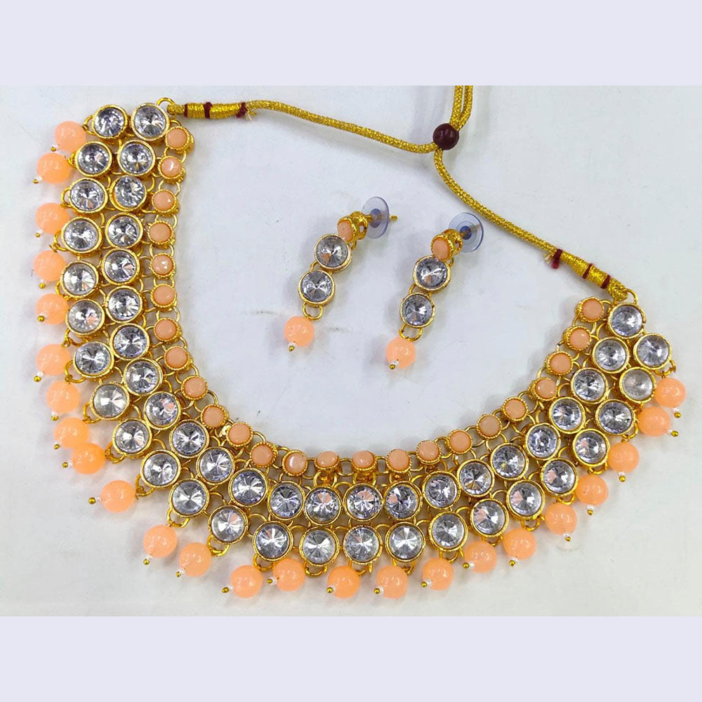 Pooja Bangles Gold Plated Crystal Stone & Beads Choker Necklace Set
