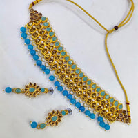 Pooja Bangles Gold Plated Kundan Stone & Beads Choker Necklace Set