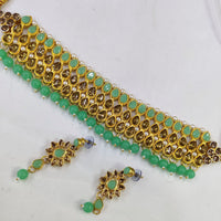 Pooja Bangles Gold Plated Kundan Stone & Beads Choker Necklace Set