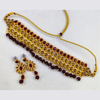 Pooja Bangles Gold Plated Kundan Stone & Beads Choker Necklace Set