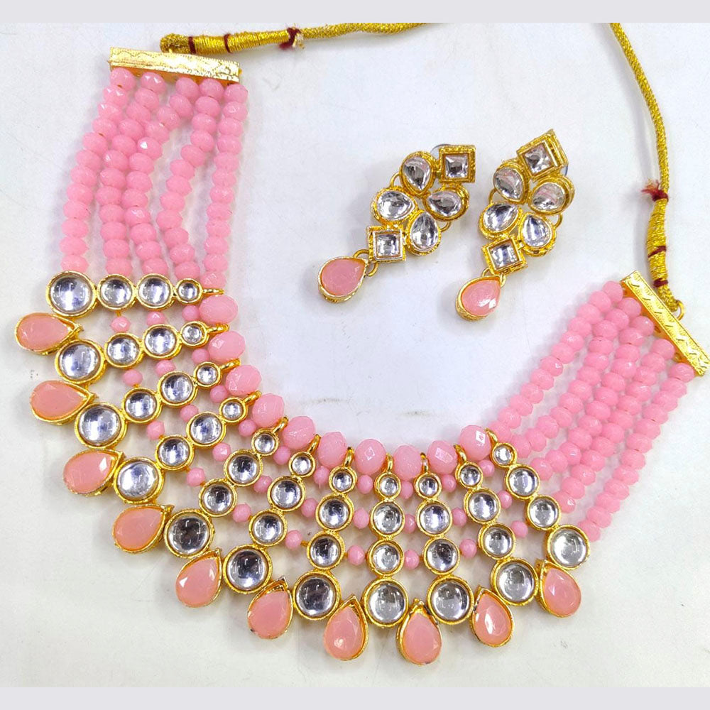 Pooja Bangles Gold Plated Kundan Stone & Beads Choker Necklace Set