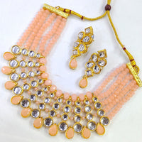 Pooja Bangles Gold Plated Kundan Stone & Beads Choker Necklace Set