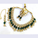 Pooja Bangles Gold Plated Kundan Stone & Beads Choker Necklace Set