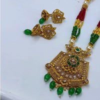 Pooja Bangles Gold Plated Kundan Stone & Beads Necklace Set