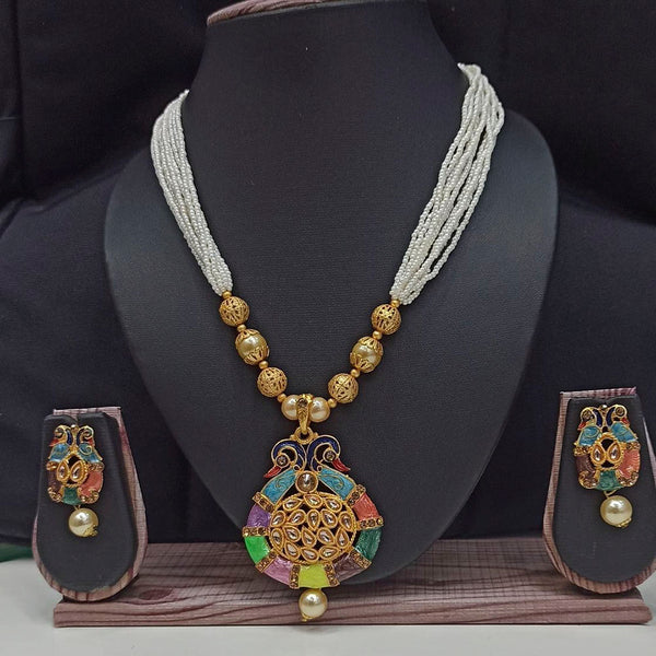 Pooja Bangles Gold Plated Kundan Stone Necklace Set