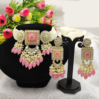 Pooja Bangles Gold Plated Kundan Stone & Beads Meenakari Choker Necklace Set