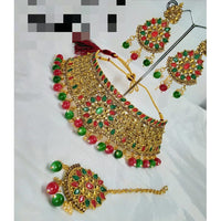 Pooja Bangles Gold Plated Kundan Stone  & Beads Choker Necklace Set