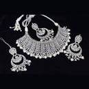 Pooja Bangles Silver Plated Kundan Stone Necklace Set
