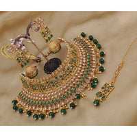Pooja Bangles Gold Plated Crystal Stone & Beads Choker Necklace Set