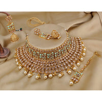 Pooja Bangles Gold Plated Crystal Stone & Beads Choker Necklace Set