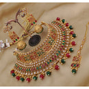 Pooja Bangles Gold Plated Crystal Stone & Beads Choker Necklace Set