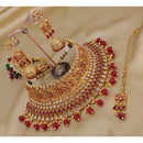 Pooja Bangles Gold Plated Crystal Stone & Beads Choker Necklace Set