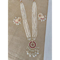 Pooja Bangles Gold Plated Kundan Stone & Pearl Necklace Set