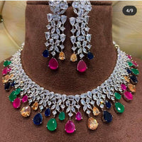 Pooja Bangles American Diamond Necklace Set