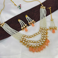 Pooja Bangles Gold Plated Kundan Stone & Beads Necklace Set
