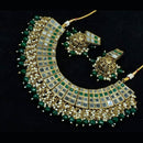 Pooja Bangles Gold Plated Kundan Stone & Beads & Mirror Necklace Set