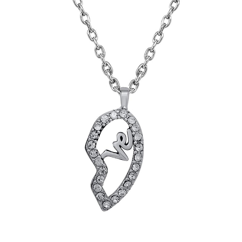 Mahi Valentine Crystal Love Broken Heart Gold Rhodium Plated Pendant