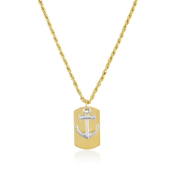 Mahi Gold Plated Anchor Dog Tag Locket For Men