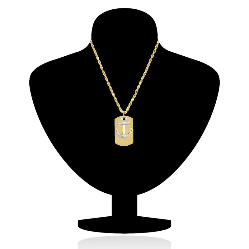 Mahi Gold Plated Anchor Dog Tag Locket For Men