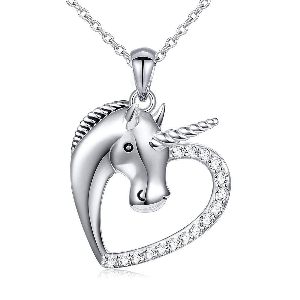 Mahi Heart Love Innocent Unicorn Pendant with Cubic Zirconia