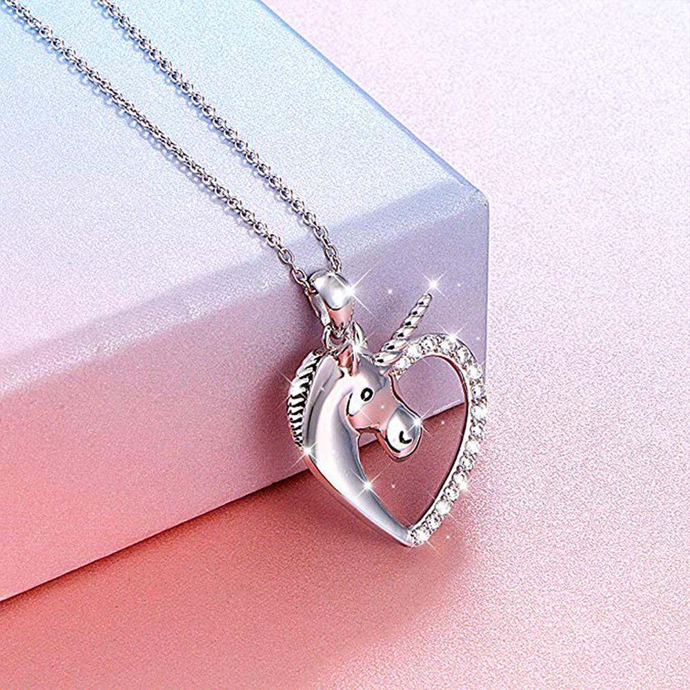 Mahi Heart Love Innocent Unicorn Pendant with Cubic Zirconia