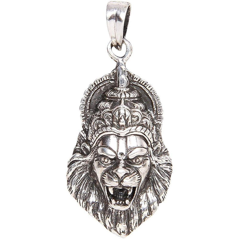 Mahi Rhodium Plated Oxidised Laxmi Narasimha swamy pendant