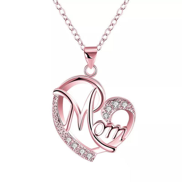 Mahi Rose Gold Plated Dual Heart Pendant For Mom With Crystal Stone