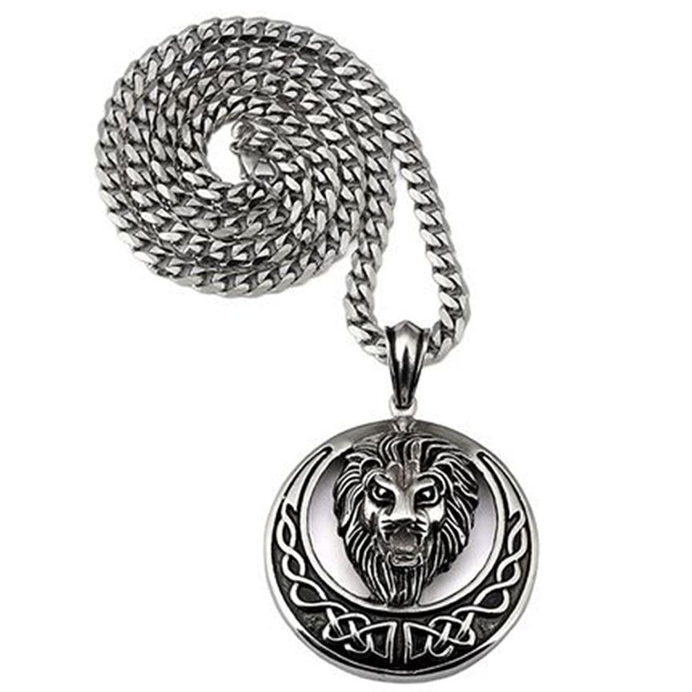 Mahi Rhodium Plated Roaring Lion Pendant for mens and boys