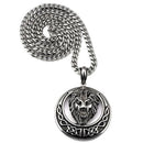 Mahi Rhodium Plated Roaring Lion Pendant for mens and boys