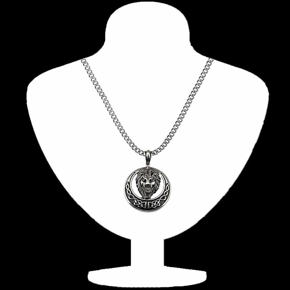 Mahi Rhodium Plated Roaring Lion Pendant for mens and boys