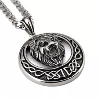 Mahi Rhodium Plated Roaring Lion Pendant for mens and boys