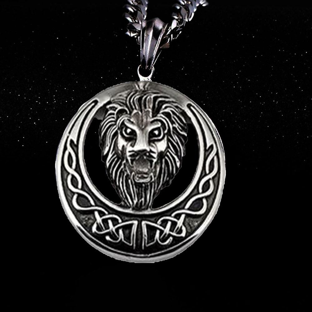 Mahi Rhodium Plated Roaring Lion Pendant for mens and boys