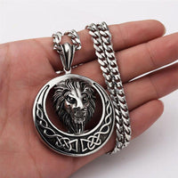 Mahi Rhodium Plated Roaring Lion Pendant for mens and boys