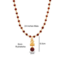 Mahi OM Trishul and Shiva Damru Religious Pendant with 24 Inch Rudraksh Mala for Men and Women (PS1101706G)