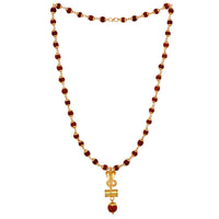 Mahi Lord Shiva Naag and Damru Religious Pendant with 24 Inch Rudraksh Mala for Men and Women (PS1101709G)