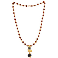 Mahi OM Trishul and Shiva Damru Religious Pendant with 24 Inch Rudraksh Mala for Men and Women (PS1101710G)
