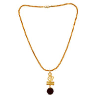 Mahi OM Trishul and Shiva Damru Rudraksha Religious Pendant with 20 Inch Rope Chain for Men and Women PS1101713G