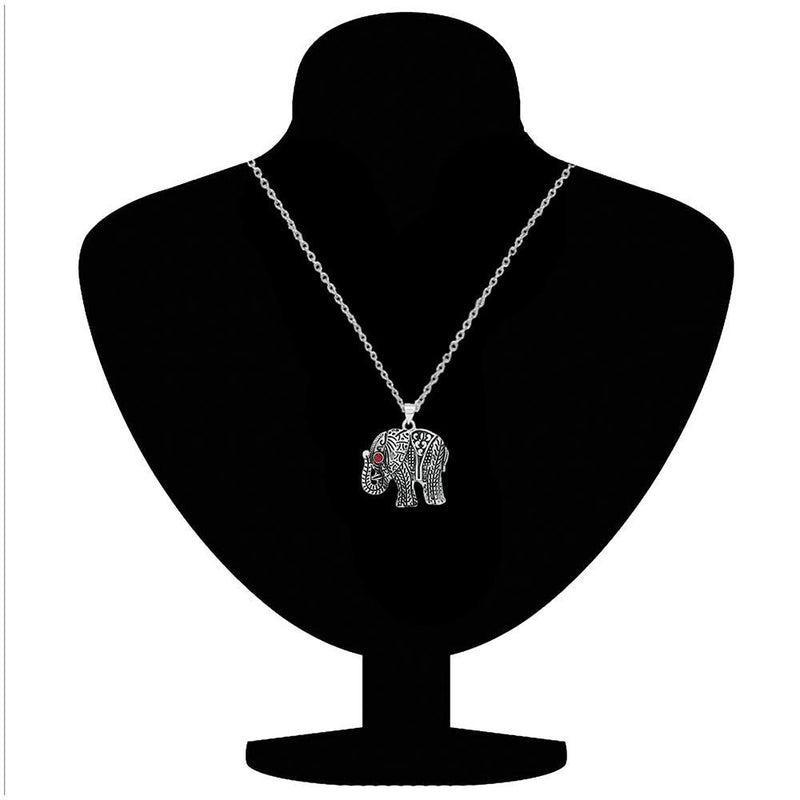 Mahi Oxidized Plated Cute Trendy Small Elephant Pendant with Chain for Women for Women (PS1101757R)