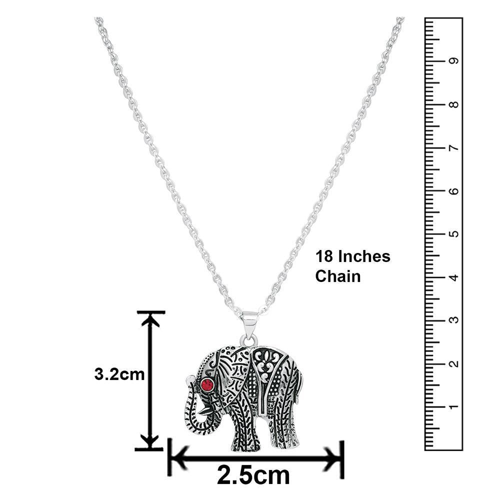 Mahi Oxidized Plated Cute Trendy Small Elephant Pendant with Chain for Women for Women (PS1101757R)