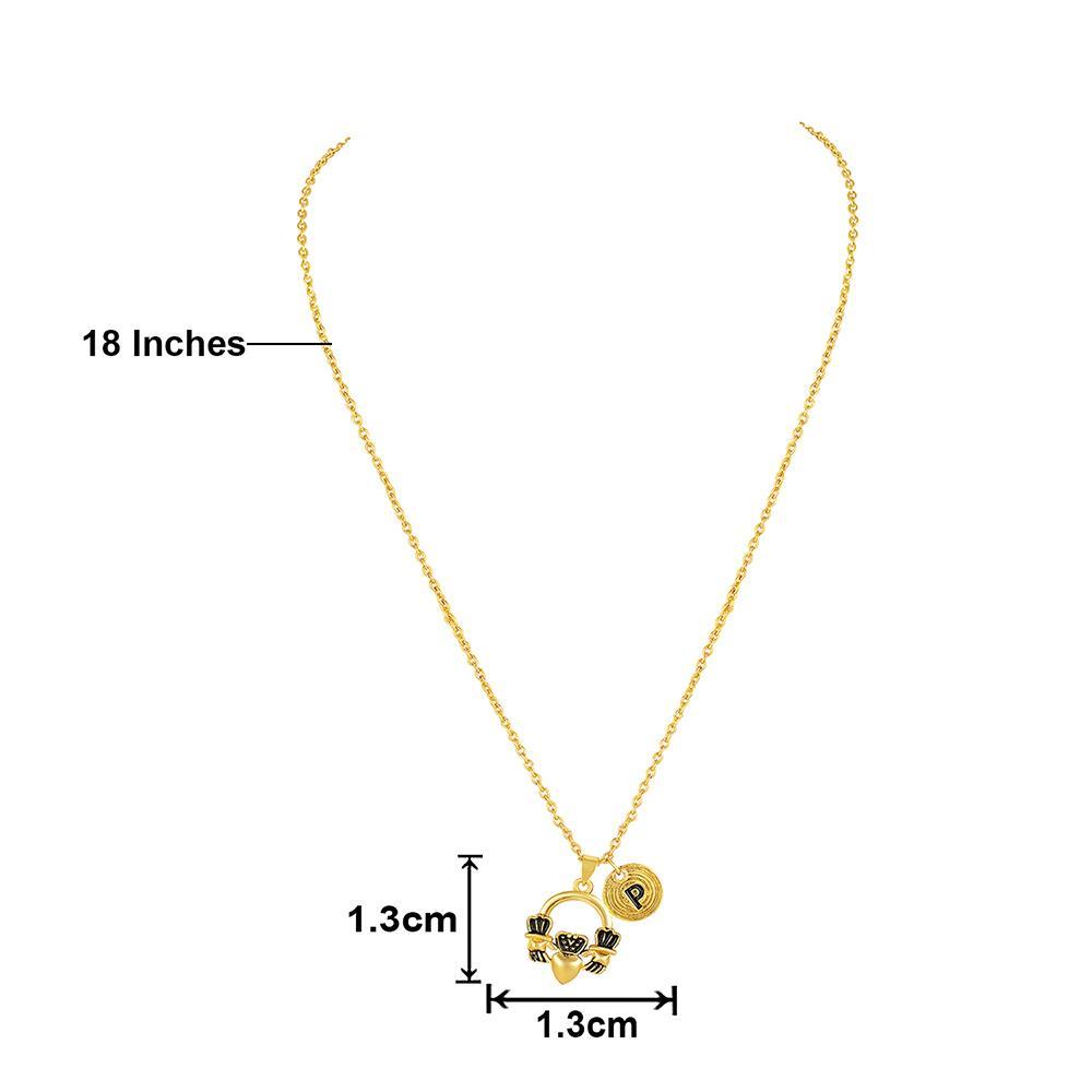 Mahi Heart Coin Charm Pendant with Link Chain for Women (PS1101759G)