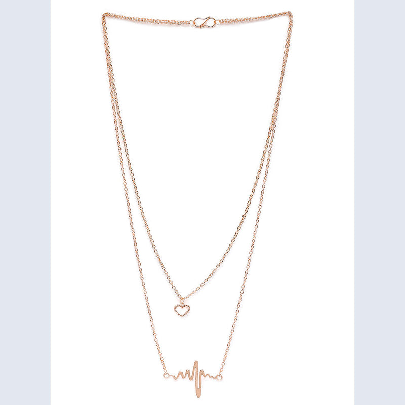 Mahi Rosegold Plated Stylish Fashionable Multilayer Chain Charm Pendants Necklace (PS1101760Z)