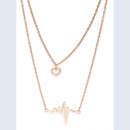 Mahi Rosegold Plated Stylish Fashionable Multilayer Chain Charm Pendants Necklace (PS1101760Z)