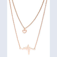 Mahi Rosegold Plated Stylish Fashionable Multilayer Chain Charm Pendants Necklace (PS1101760Z)